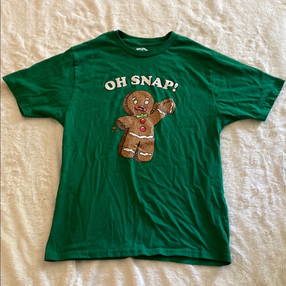 Holiday Time Green Gingerbread Tee Short Sleeve